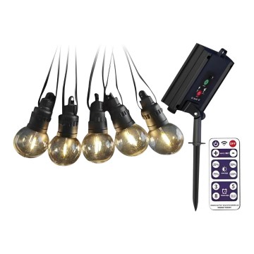 LED Solar chain 10xLED/0,5/4,5V 12 m 3000K IP44 + remote control