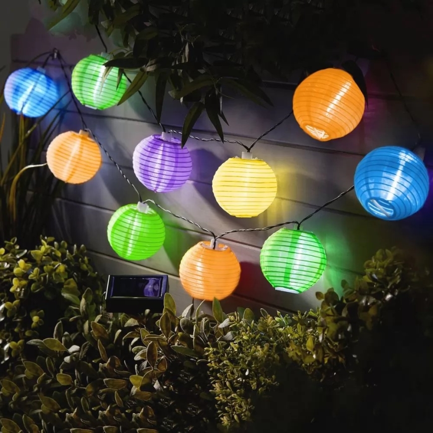 LED Solar chain 10xLED/1,2V 3,7m 300mAh IP44 multicolor
