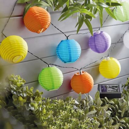 LED Solar chain 10xLED/1,2V 3,7m 300mAh IP44 multicolor
