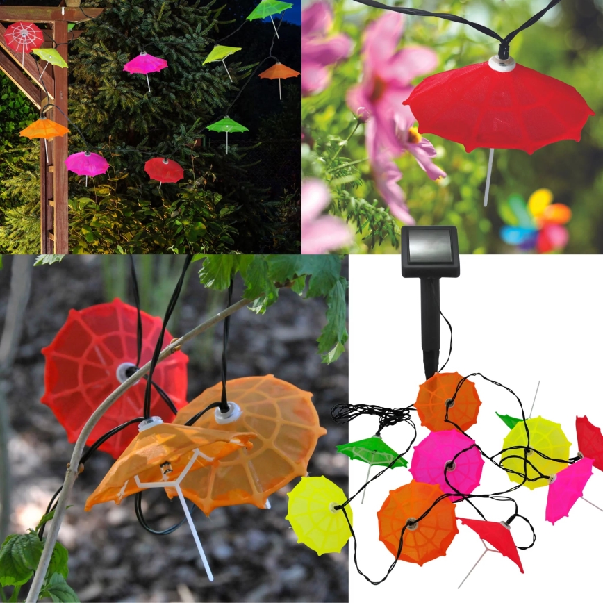 LED Solar chain 10xLED/1,2V 300 mAh 3,8 m IP44 umbrellas
