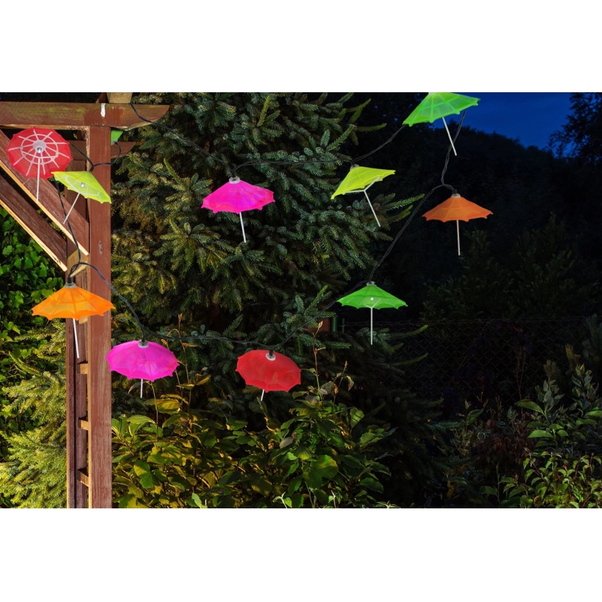 LED Solar chain 10xLED/1,2V 300 mAh 3,8 m IP44 umbrellas