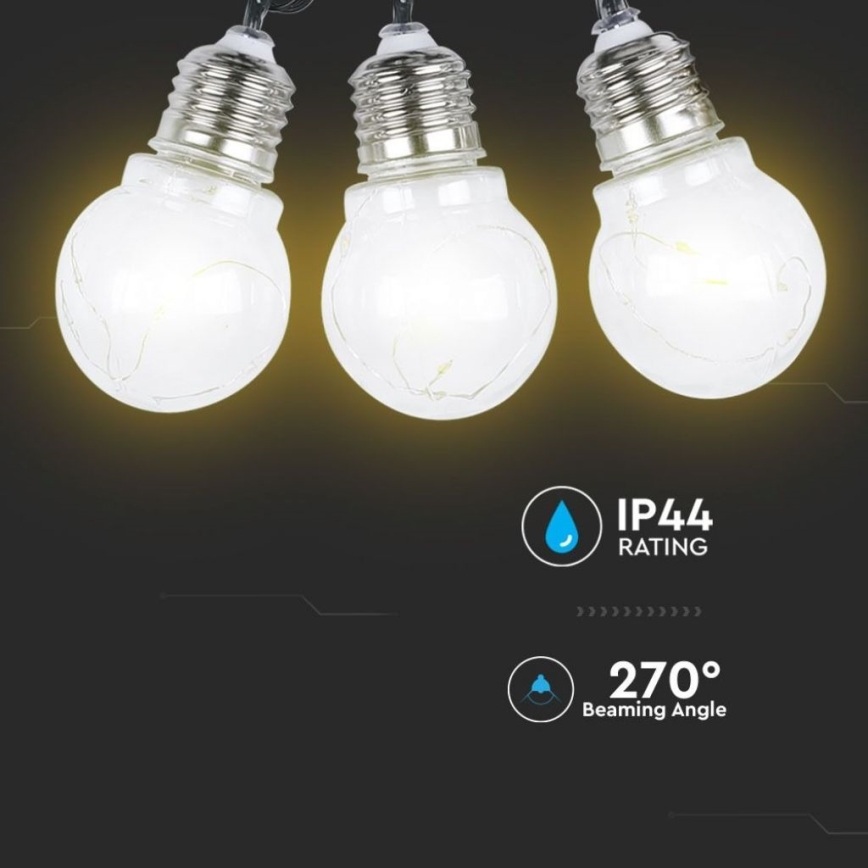 LED Solar chain 10xLED/1W/1,2V 2 m IP44 3000K