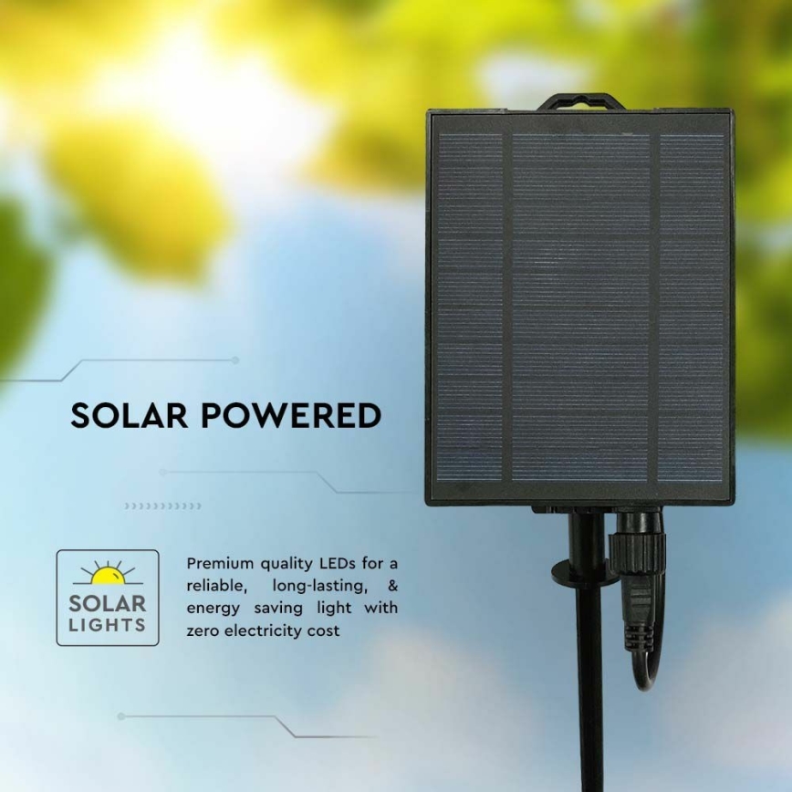 LED Solar chain 15xLED/0,2W/3,7V 15,6 m 3000K IP44