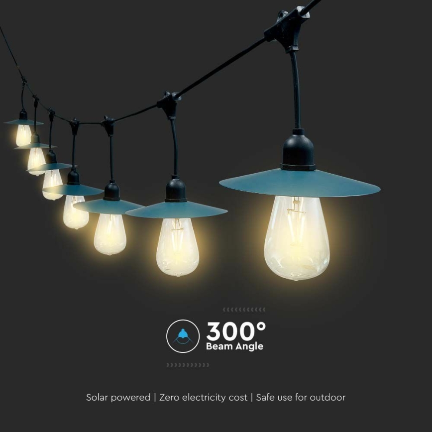 LED Solar chain 15xLED/0,2W/3,7V 15,6 m 3000K IP44