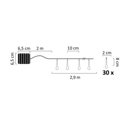 LED Solar chain ICE 30xLED/1,2V 300 mAh IP44