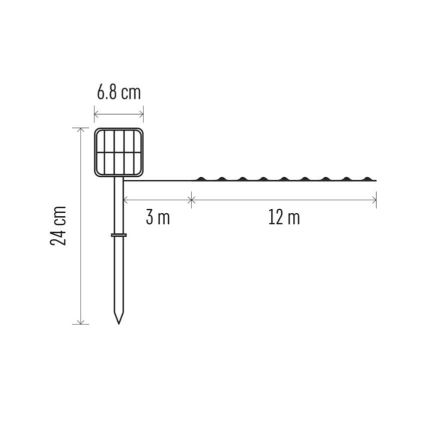 LED Solar chain LED/2,4W/1,2V 1xAA 15 m IP44 3000K 600 mAh