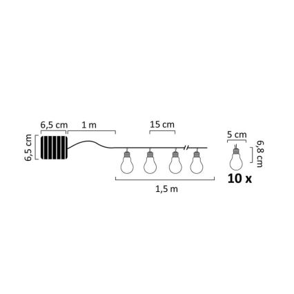 LED Solar chain PARTY 10xLED/1,2V IP44