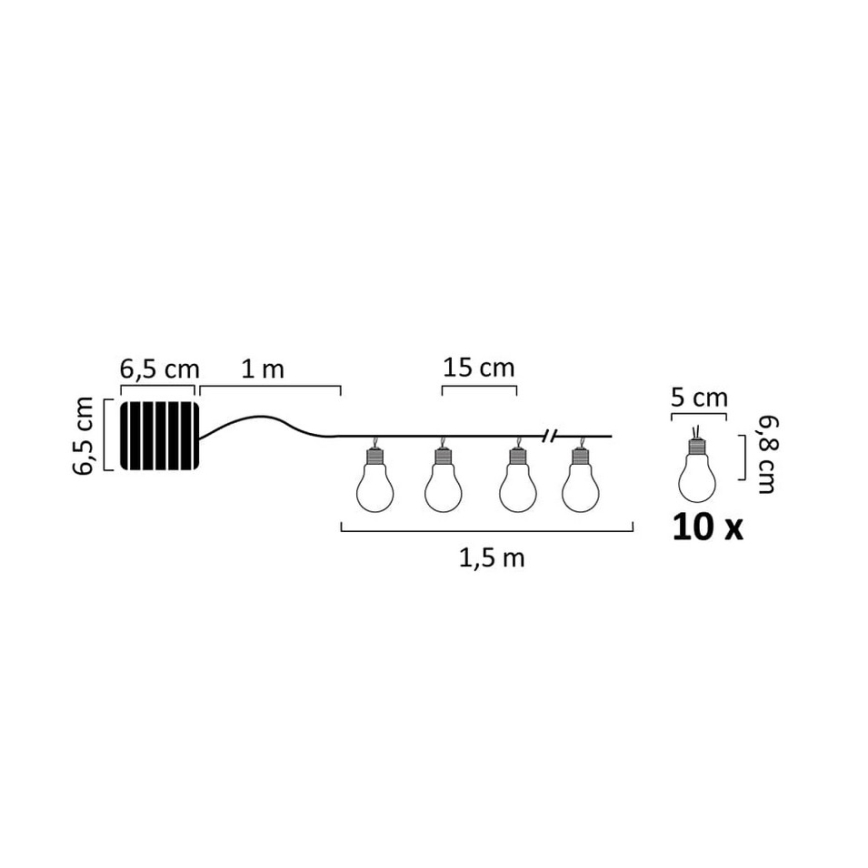 LED Solar chain PARTY 10xLED/1,2V IP44