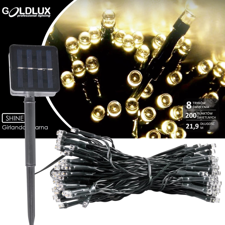 LED Solar chain SHINE 200xLED/1,2V 21,9 m IP44