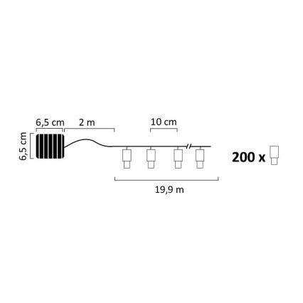 LED Solar chain SHINE 200xLED/1,2V 21,9 m IP44