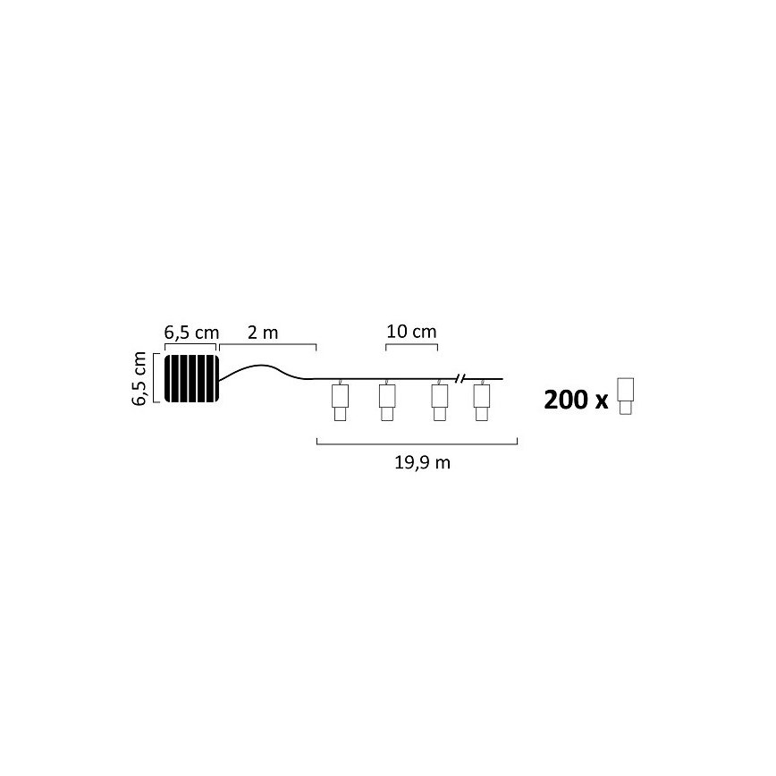 LED Solar chain SHINE 200xLED/1,2V 21,9 m IP44