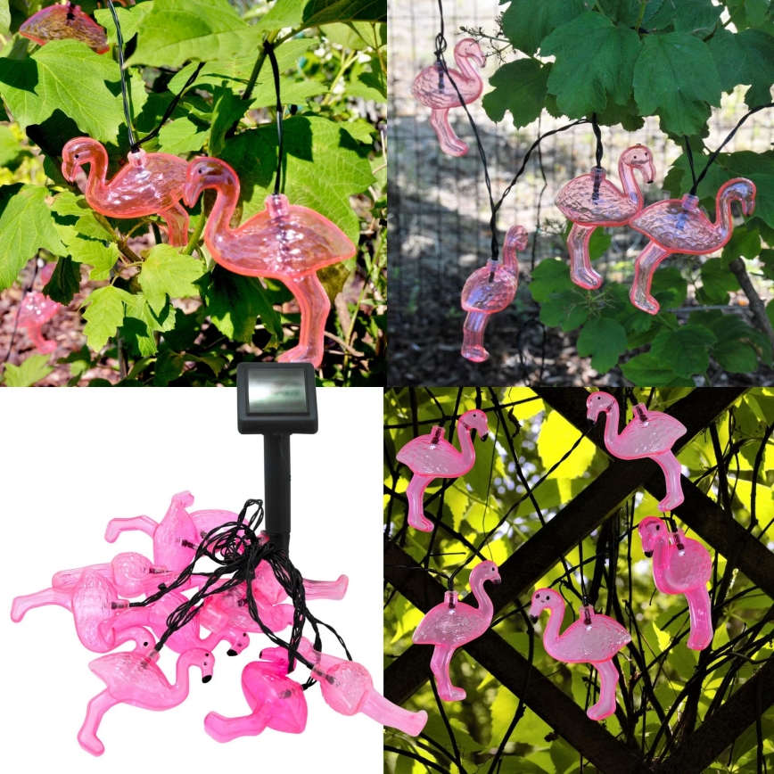 LED Solar decorative chain 10xLED 3,8 IP44 flamingo