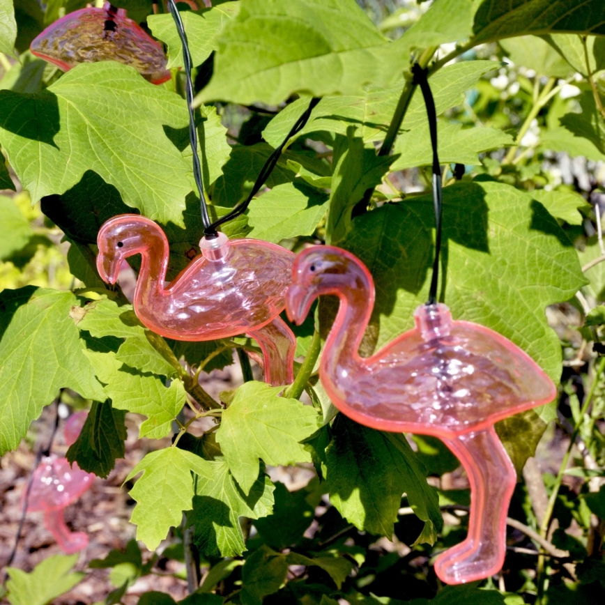 LED Solar decorative chain 10xLED 3,8 IP44 flamingo