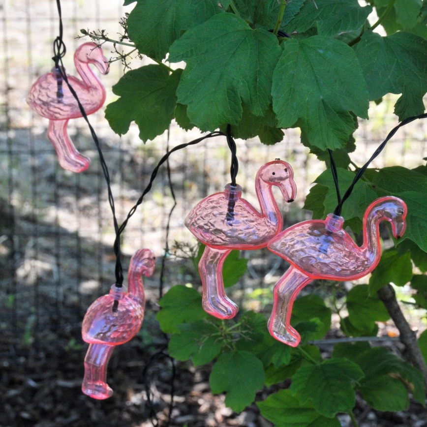 LED Solar decorative chain 10xLED 3,8 IP44 flamingo