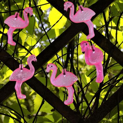 LED Solar decorative chain 10xLED 3,8 IP44 flamingo