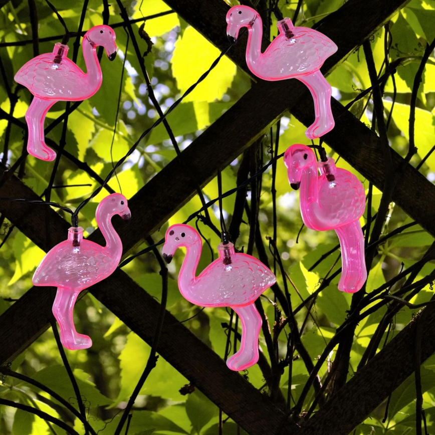 LED Solar decorative chain 10xLED 3,8 IP44 flamingo