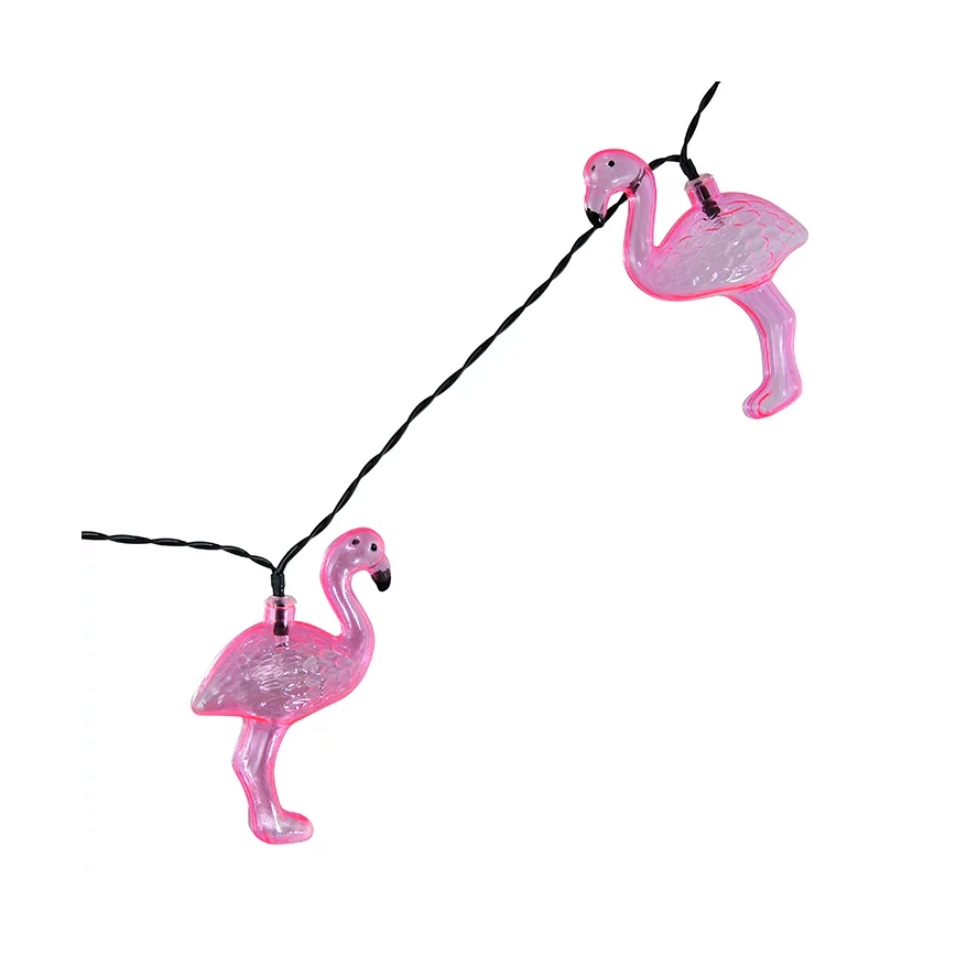 LED Solar decorative chain 10xLED 3,8 IP44 flamingo