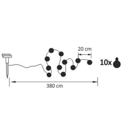 LED Solar decorative chain LED/1,2V 3,8 m IP44