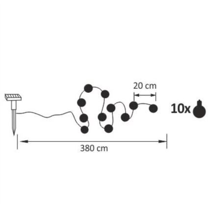 LED Solar decorative chain LED/1,2V 3,8 m IP44