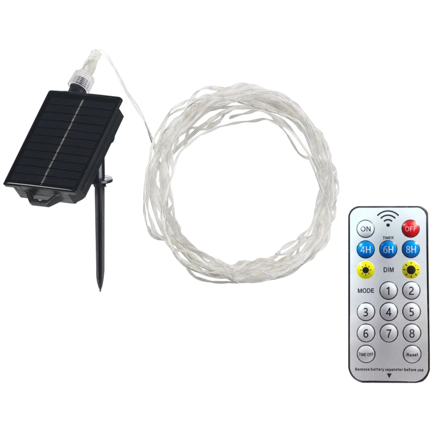 LED Solar decorative chain LED/3,7V 1800 mAh 10 m IP44 + remote control
