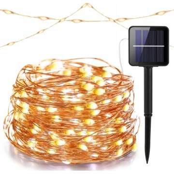 LED Solar Decorative String Lights, 100 LEDs, 1.2 V, 800 mAh, 7 m, IP44, Black