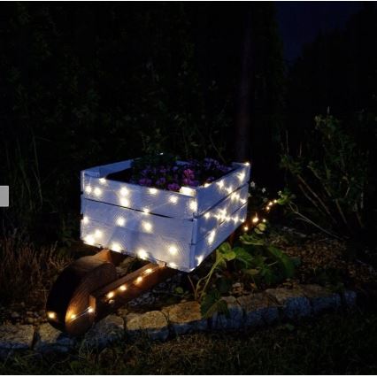LED Solar Decorative String Lights, 100 LEDs, 1.2 V, 800 mAh, 7 m, IP44, Black