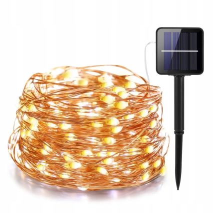 LED Solar Decorative String Lights, 100 LEDs, 1.2 V, 800 mAh, 7 m, IP44, Black