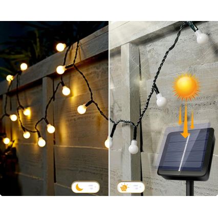 LED Solar Decorative String Lights 50 LEDs / 8 functions 500 mAh 9.5 m IP67 Warm White