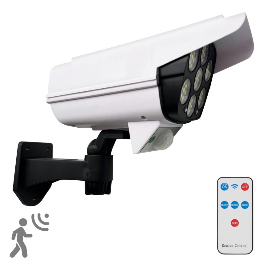 LED Solar dummy security camera with sensor KAMERA LED/1W/3,7V 1200 mAh IP44 + remote control