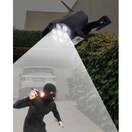 LED Solar dummy security camera with sensor LED/3,7V 1200 mAh IP44 black + remote control