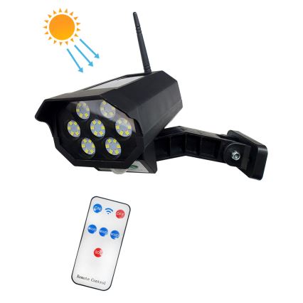 LED Solar dummy security camera with sensor LED/3,7V 1200 mAh IP44 black + remote control