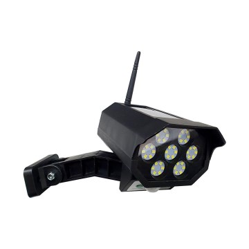 LED Solar dummy security camera with sensor LED/3,7V IP44 black + remote control