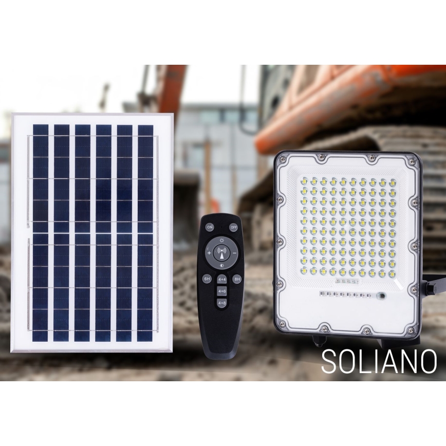 LED Outdoor dimmable solar floodlight LED/100W/3,2V 4500K IP65 black + remote control