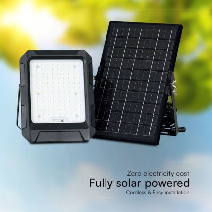 LED Solar floodlight LED/10W/3,7V IP65 4000K black + remote control