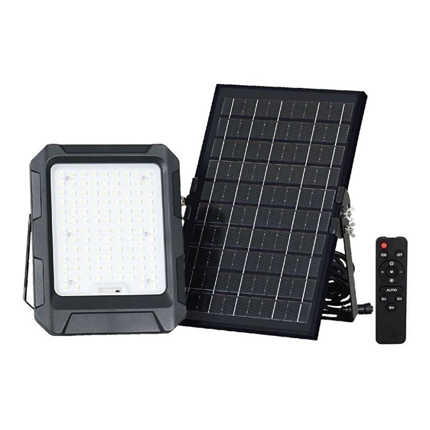 LED Solar floodlight LED/10W/3,7V IP65 4000K black + remote control