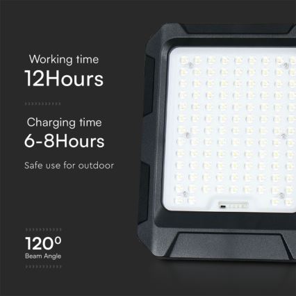 LED Solar floodlight LED/15W/3,7V IP65 4000K black + remote control
