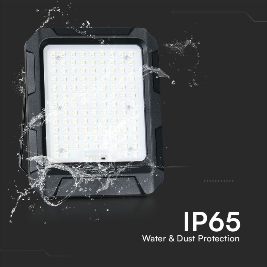 LED Solar floodlight LED/15W/3,7V IP65 4000K black + remote control