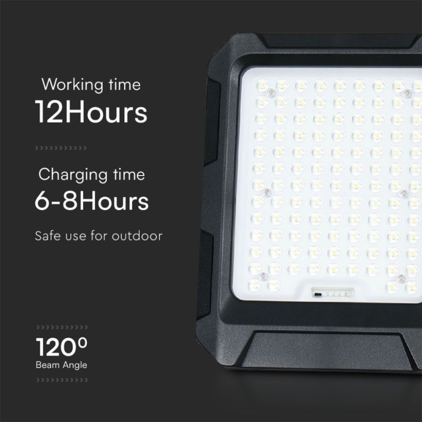 LED Solar Floodlight LED/15W/3,7V IP65 4000K 12000 mAh black + remote control