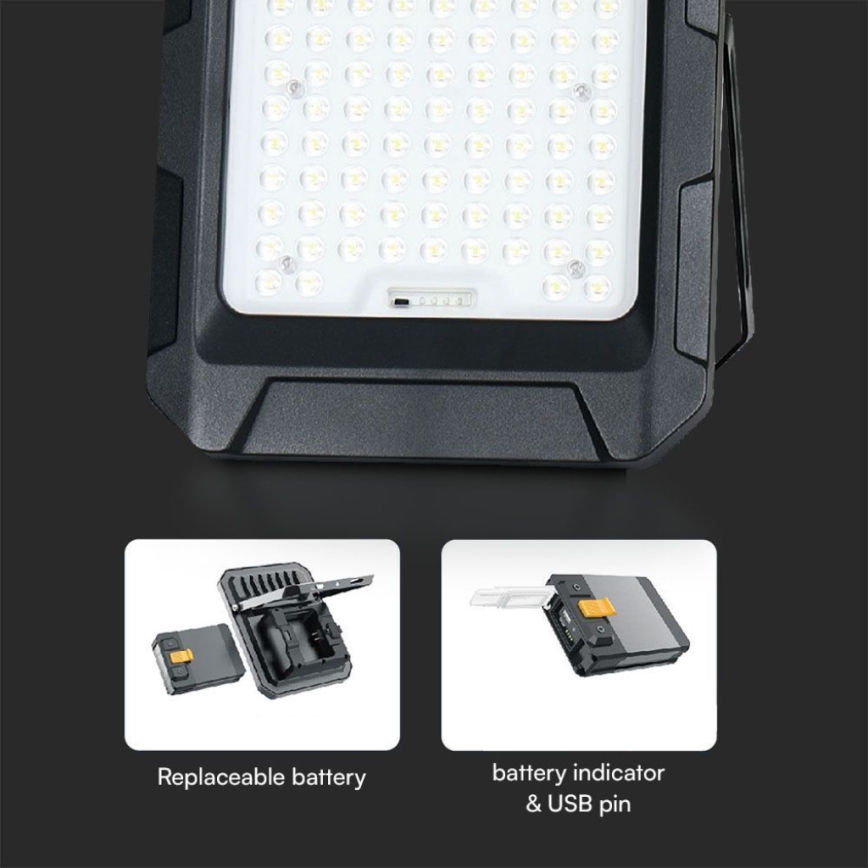 LED Solar Floodlight LED/15W/3,7V IP65 4000K 12000 mAh black + remote control