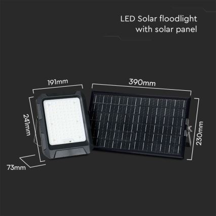 LED Solar Floodlight LED/15W/3,7V IP65 4000K 12000 mAh black + remote control