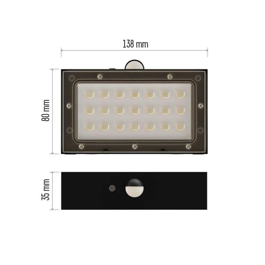 LED Solar floodlight with a motion sensor LED/3,7V 1200mAh 4000K IP65 black
