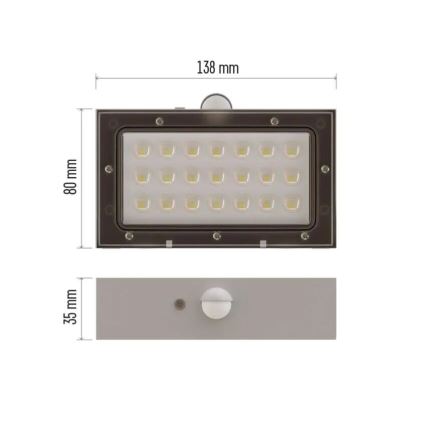 LED Solar floodlight with a motion sensor LED/3,7V 1200mAh 4000K IP65 white