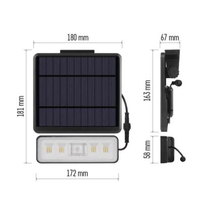 LED Solar floodlight with a motion sensor LED/3,7V 2500mAh 4000K IP54