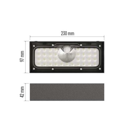LED Solar floodlight with a motion sensor LED/3,7V 3000mAh 4000K IP65 black