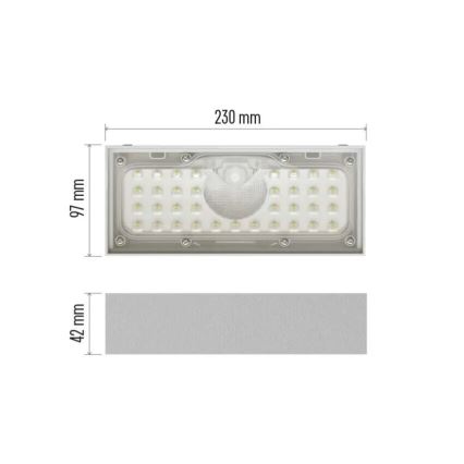 LED Solar floodlight with a motion sensor LED/3,7V 3000mAh 4000K IP65 white