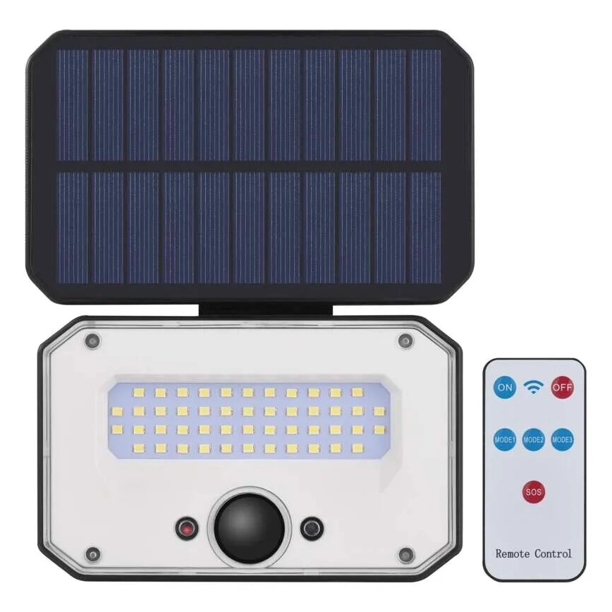 LED Solar floodlight with a motion sensor SPILO LED/3,7V 3600mAh 3000K IP54 + remote control