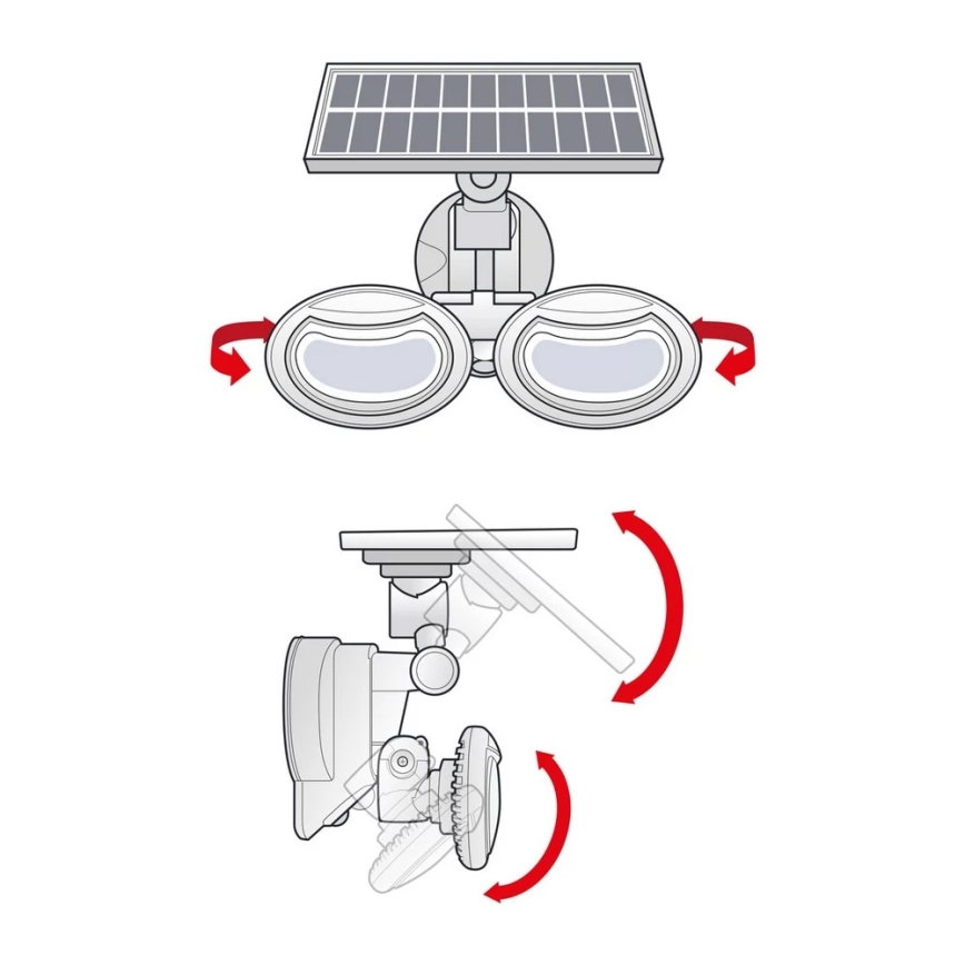 LED Solar floodlight with a sensor 2xLED/4W/5V IP65 2000 mAh