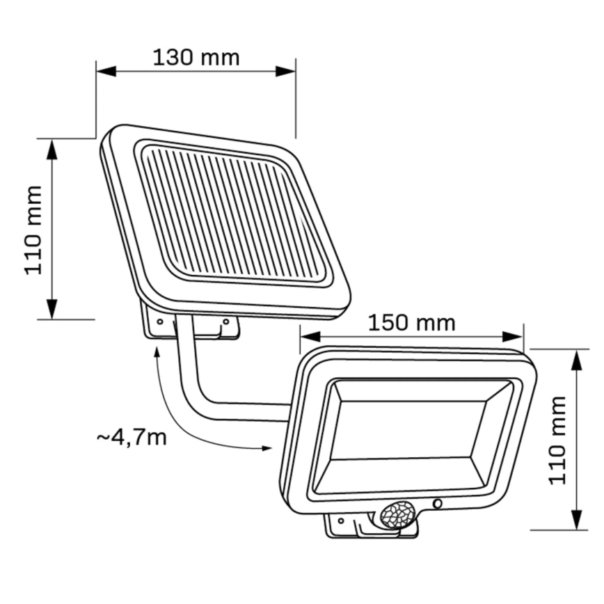 LED Solar floodlight with a sensor DUO LED/1W/3,7V IP44