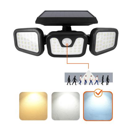 LED Solar floodlight with a sensor LED/1,5W/3,7V 6000K IP44 2400 mAh