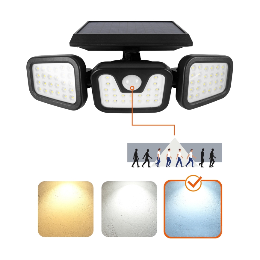 LED Solar floodlight with a sensor LED/1,5W/3,7V 6000K IP44 2400 mAh